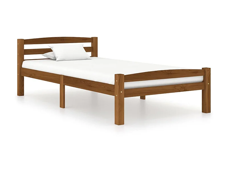 Lit Marron miel Bois de pin massif 90x200 10