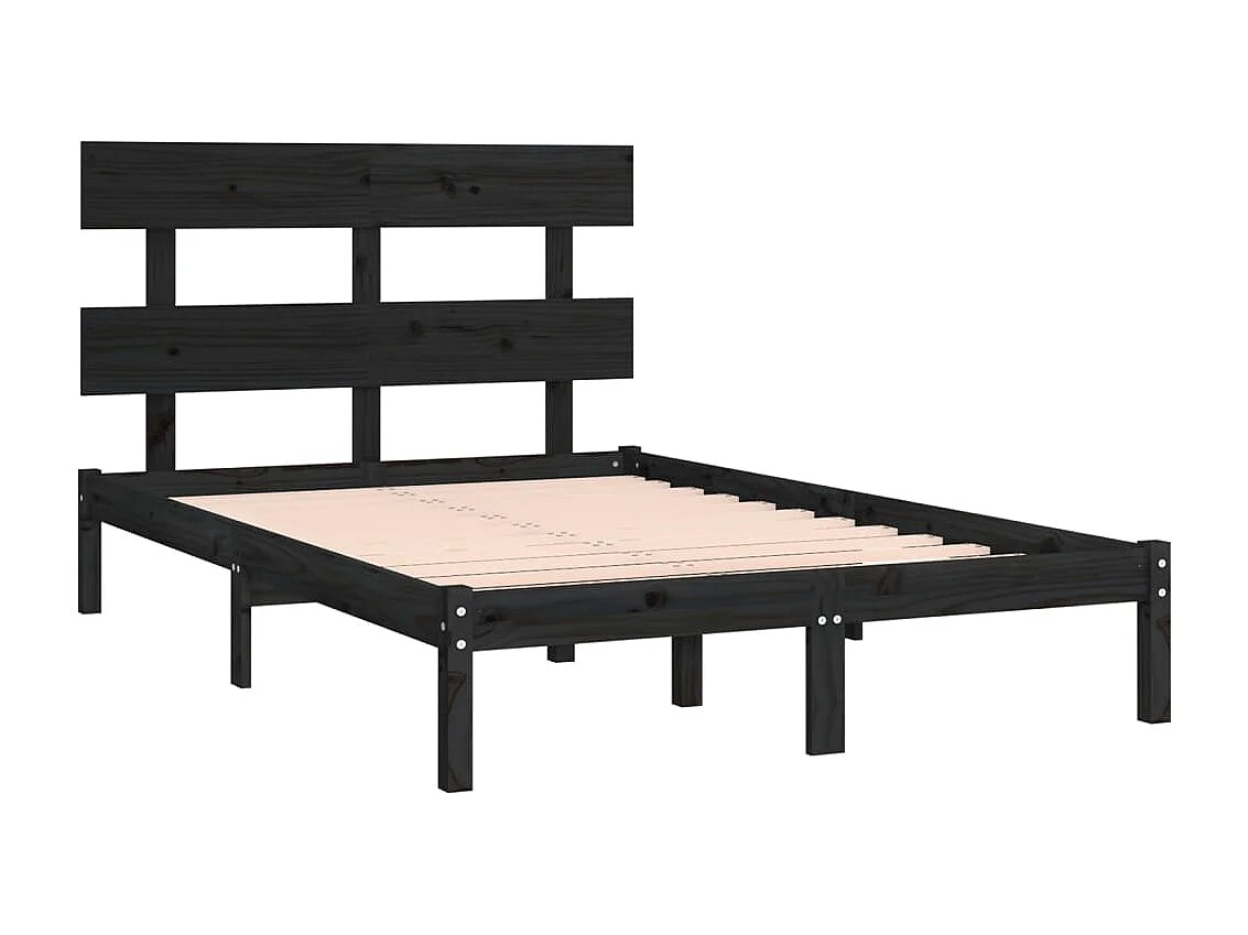 Lit Noir Bois de pin massif 200x200