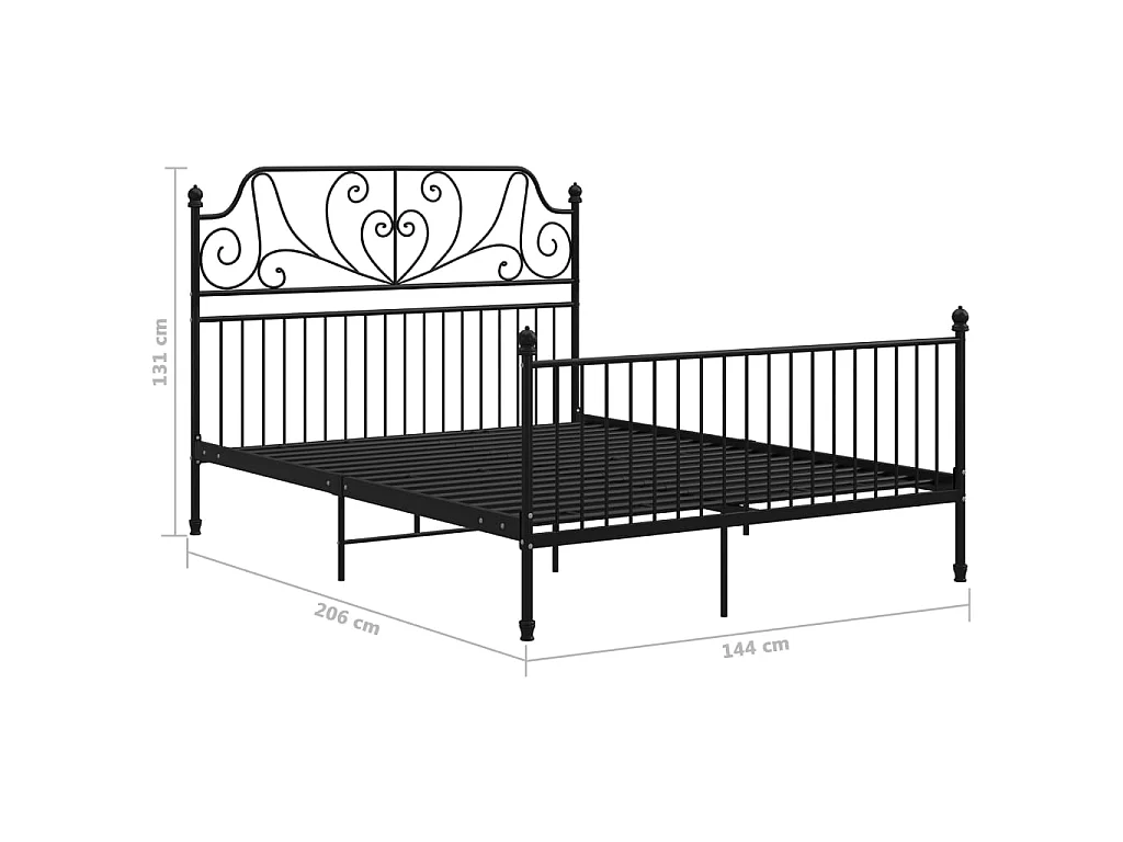 Lit Noir Métal et contreplaqué 140x200 2