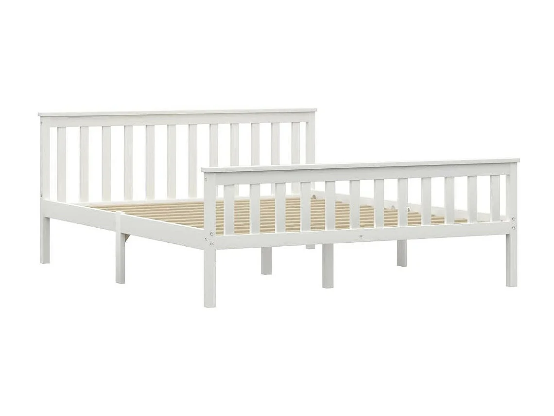 Lit Blanc Bois de pin massif 160x200 3