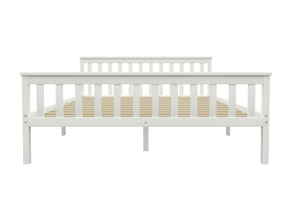 Lit Blanc Bois de pin massif 160x200 3