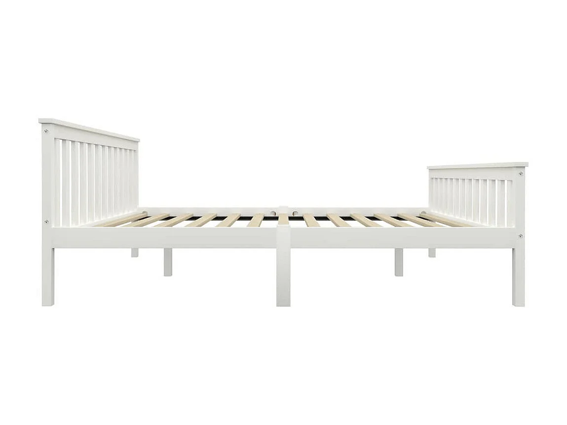 Lit Blanc Bois de pin massif 160x200 3
