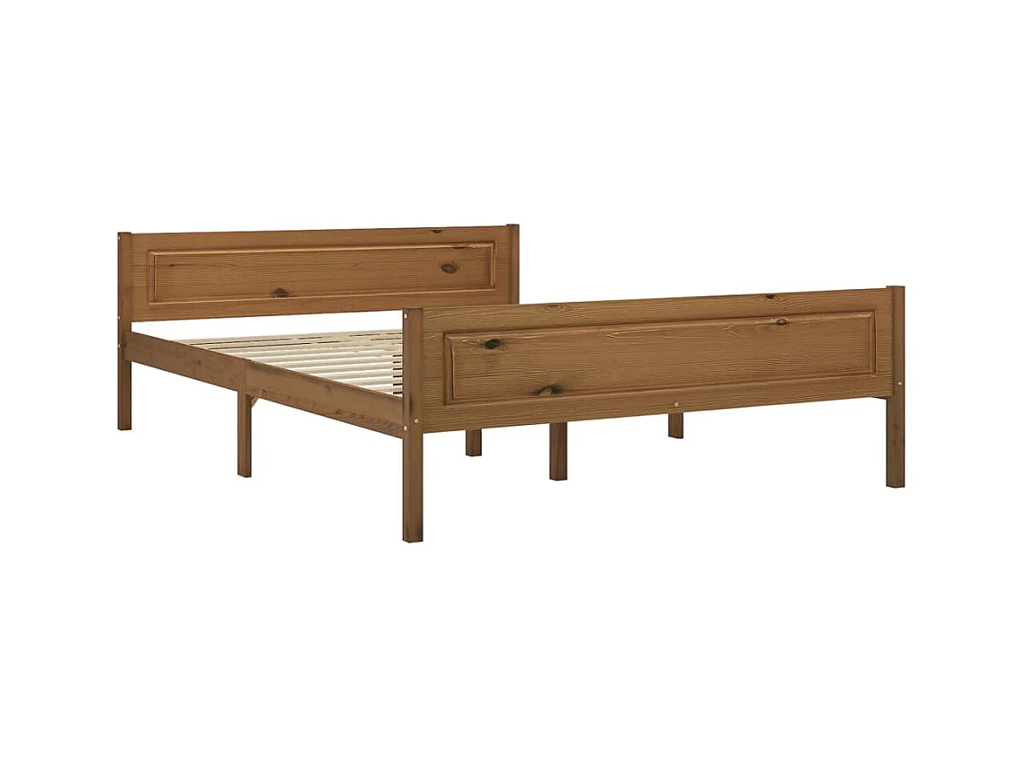 Lit Bois de pin massif Marron miel 140x200