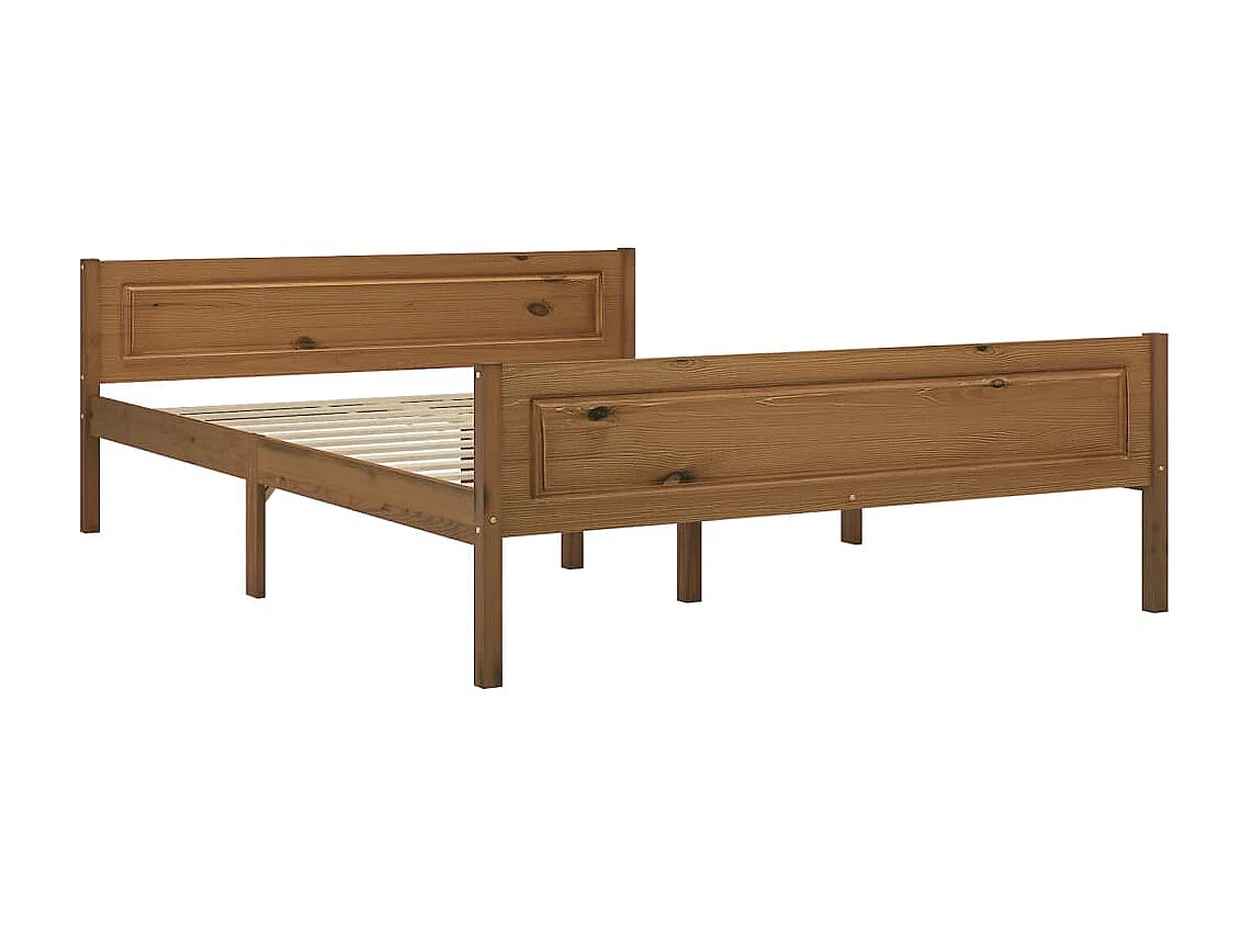 Lit Bois de pin massif Marron miel 140x200