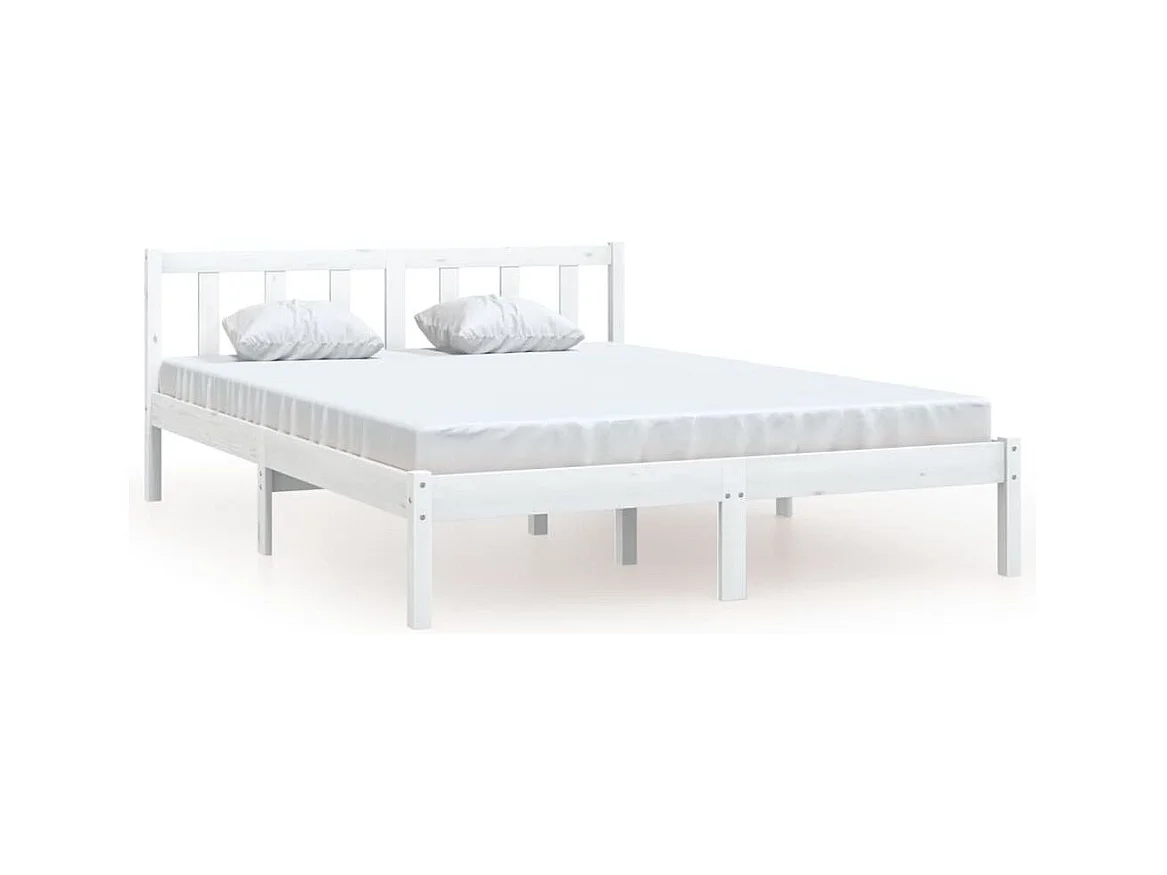 Lit Blanc Bois de pin massif 120x190 Miloka