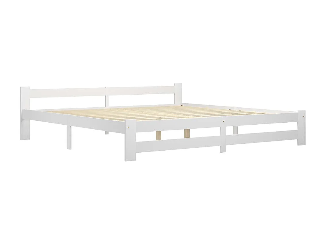 Lit Blanc Bois de pin massif 200x200 8