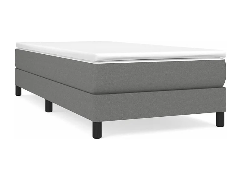 Lit à sommier tapissier et matelas Gris foncé 90x190 Tissu 2