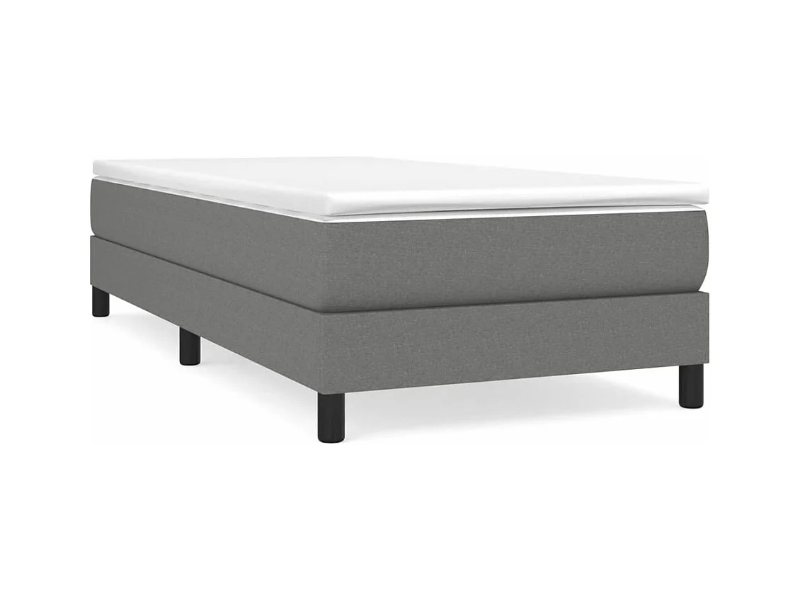 Lit à sommier tapissier et matelas Gris foncé 90x190 Tissu 2