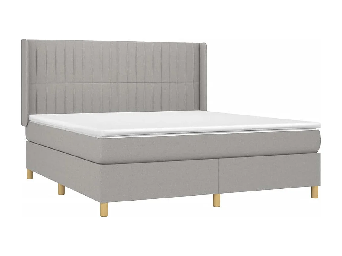 Lit à sommier tapissier matelas et LED Gris clair 160x200 Tissu 2