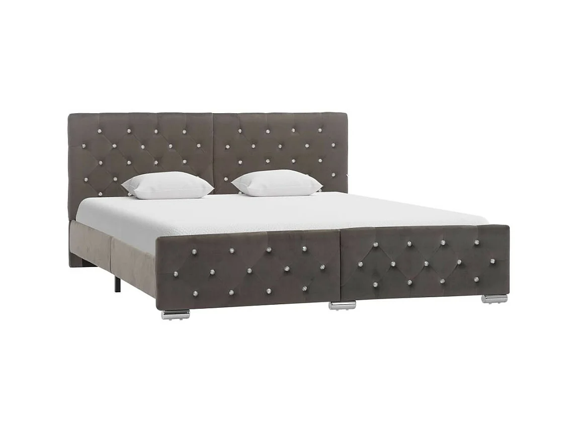 Lit Gris Tissu 160x200 4