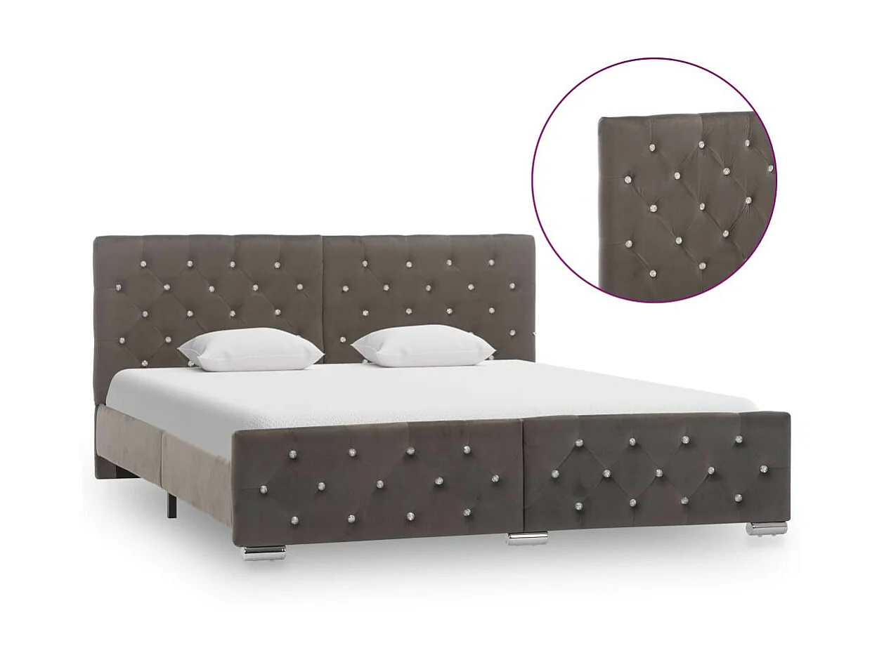 Lit Gris Tissu 160x200 4