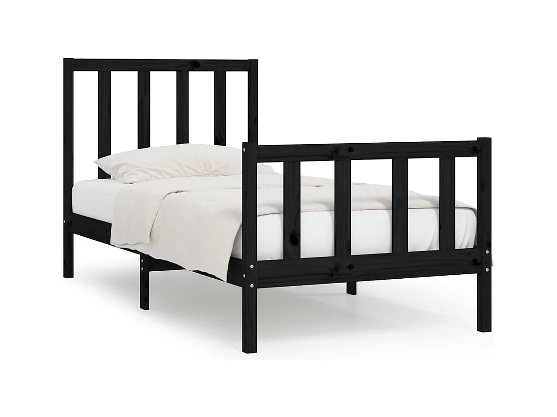 Lit Noir Bois massif 90x190 Simple 8