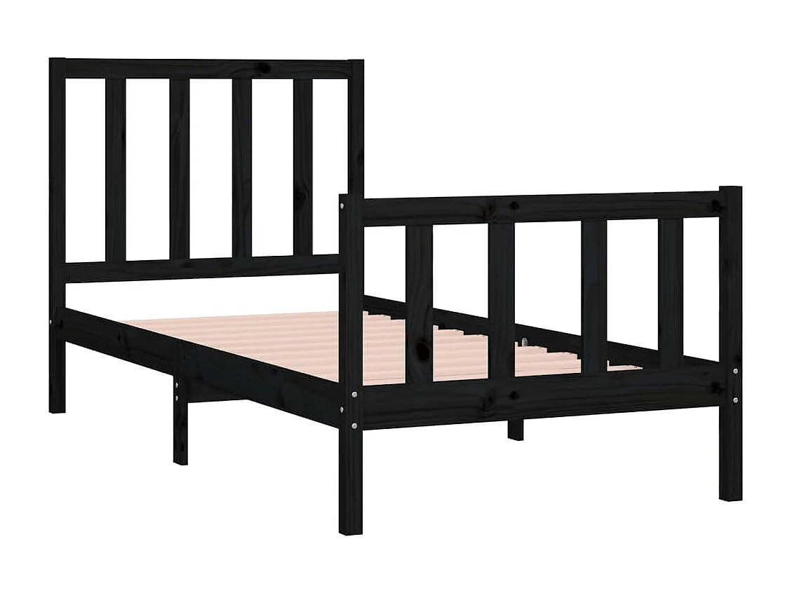 Lit Noir Bois massif 90x190 Simple 8