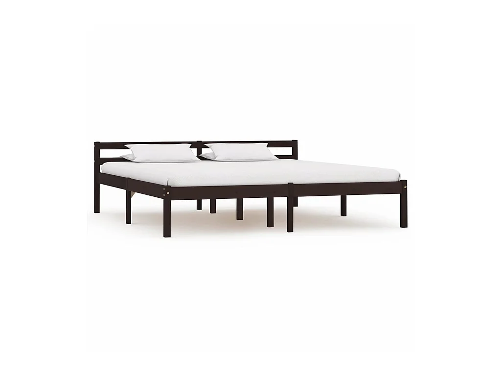 Lit Marron foncé Bois de pin massif 160x200 2