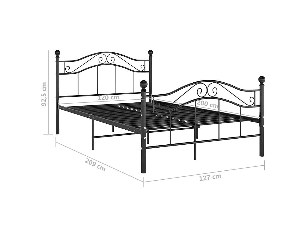 Lit Noir Métal 120x200 8