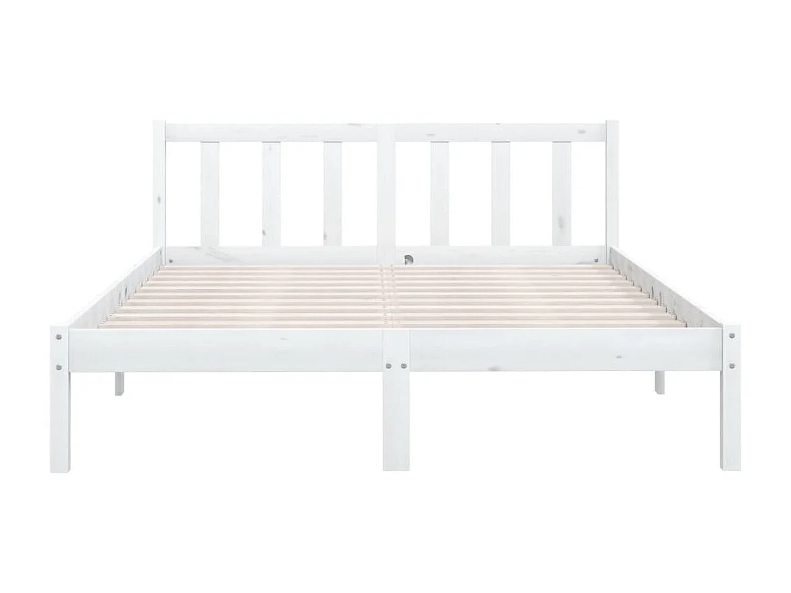 Lit Blanc Bois de pin massif 140x190 7