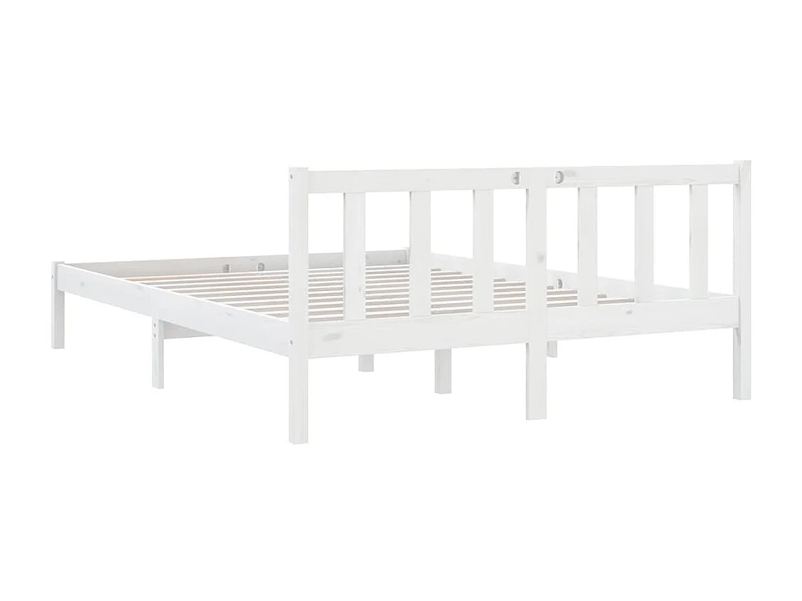 Lit Blanc Bois de pin massif 140x190 7