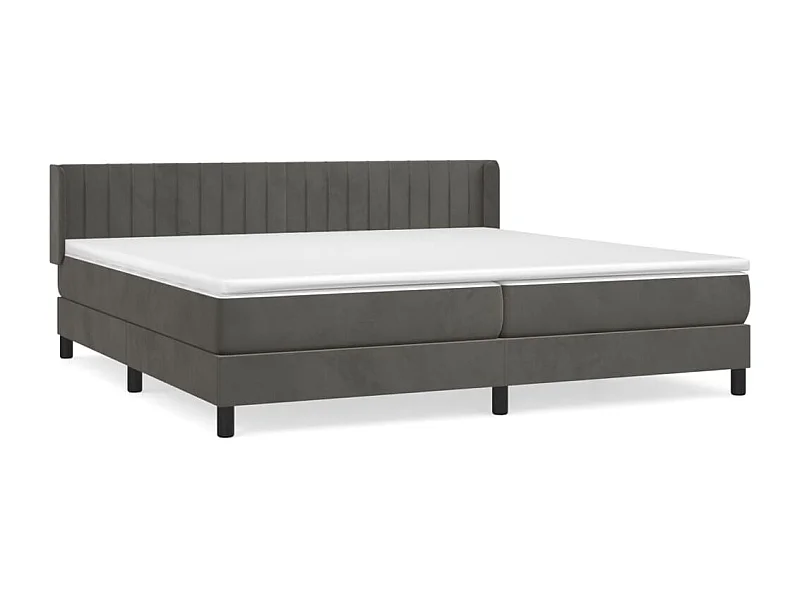 Lit à sommier tapissier et matelas Gris foncé 200x200 Velours 3