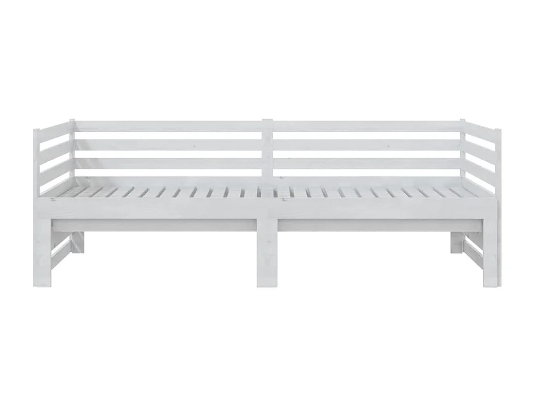 Lit coulissant Blanc Bois de pin massif 2x(90x200) cm 2