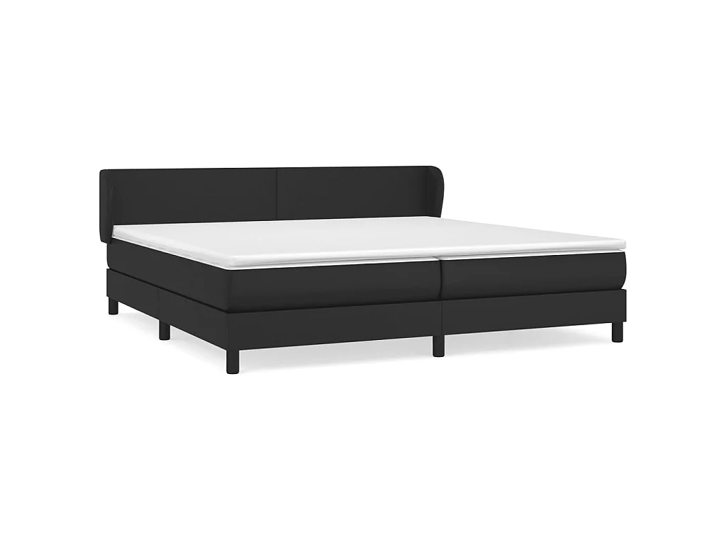 Lit à sommier tapissier avec matelas Noir 200x200 Similicuir 4
