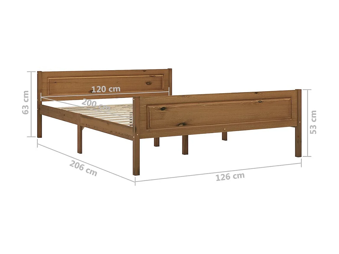 Lit Bois de pin massif Marron miel 120x200