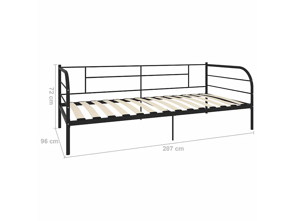 Lit de repos Noir Métal 90x200 2