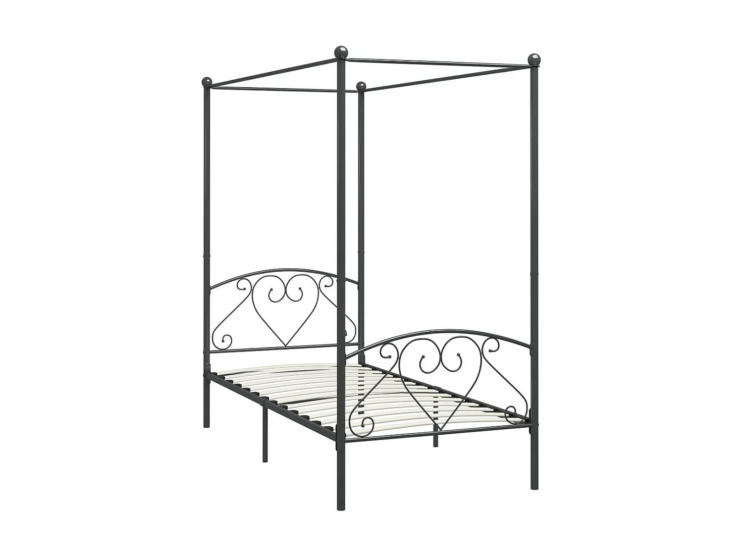 Lit à baldaquin Gris Métal 90x200