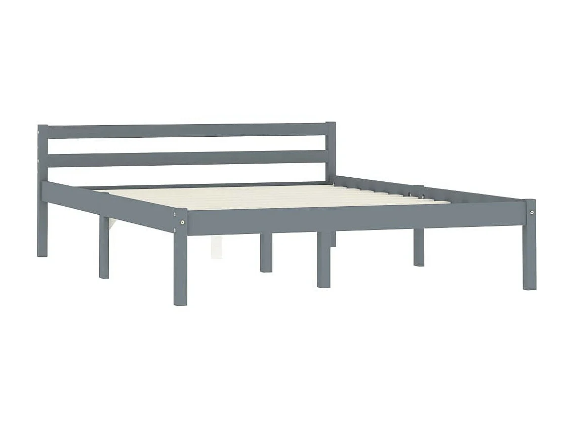 Lit Gris Bois de pin massif 120x200 3