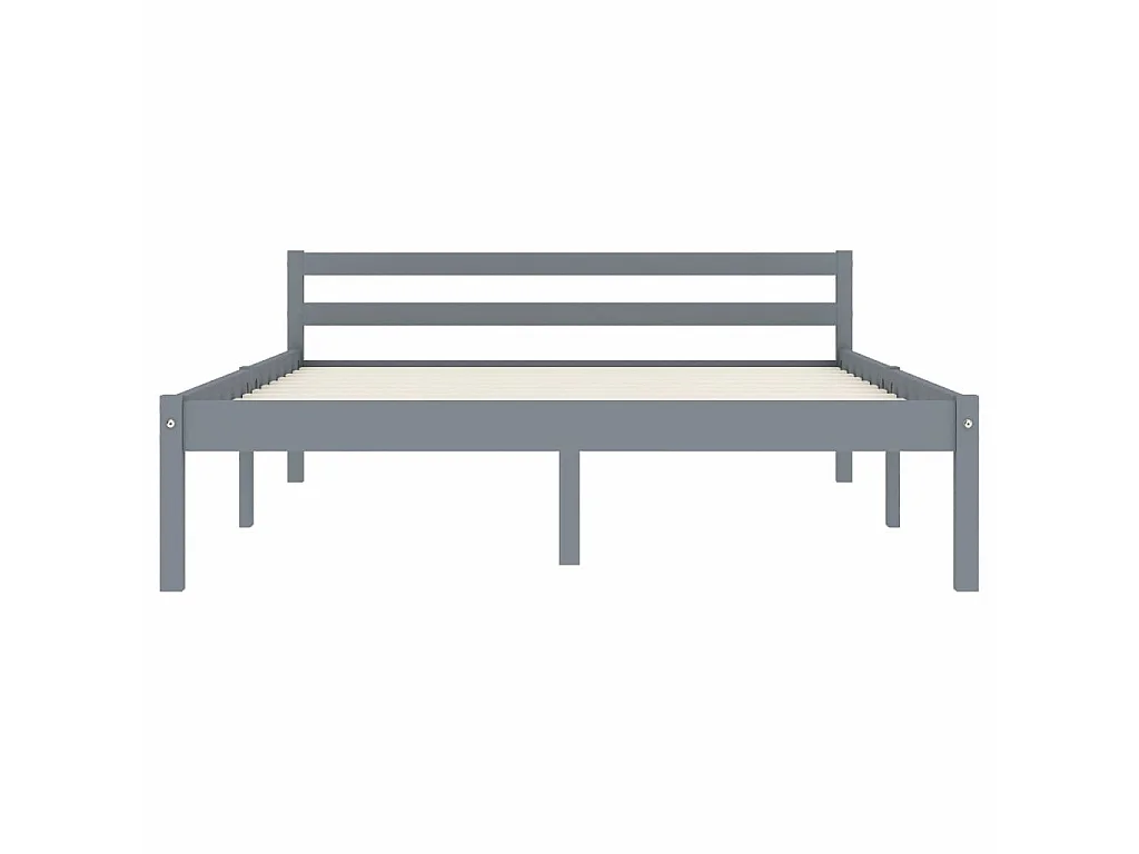 Lit Gris Bois de pin massif 120x200 3