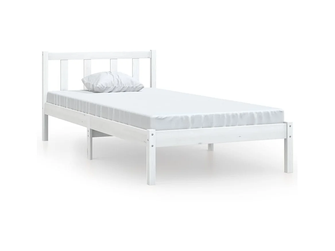 Lit Blanc Bois de pin massif 75x190 UK petit simple