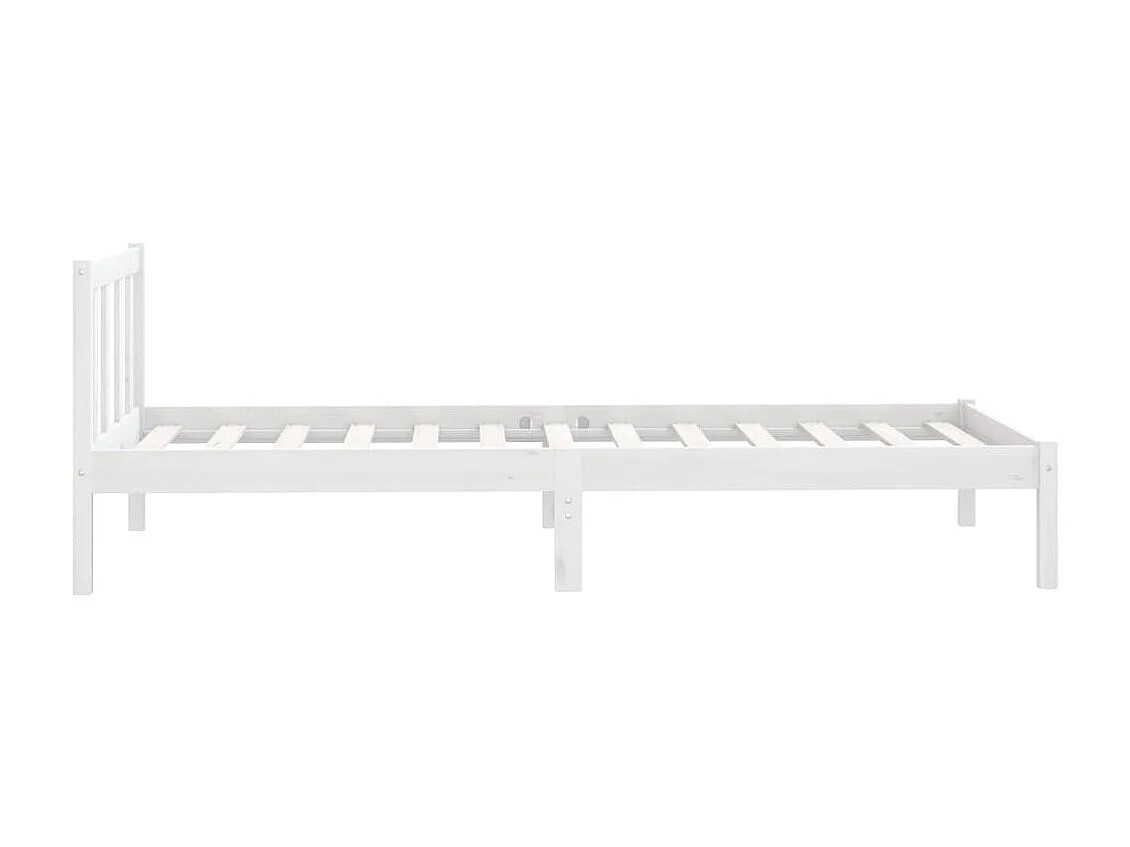 Lit Blanc Bois de pin massif 75x190 UK petit simple