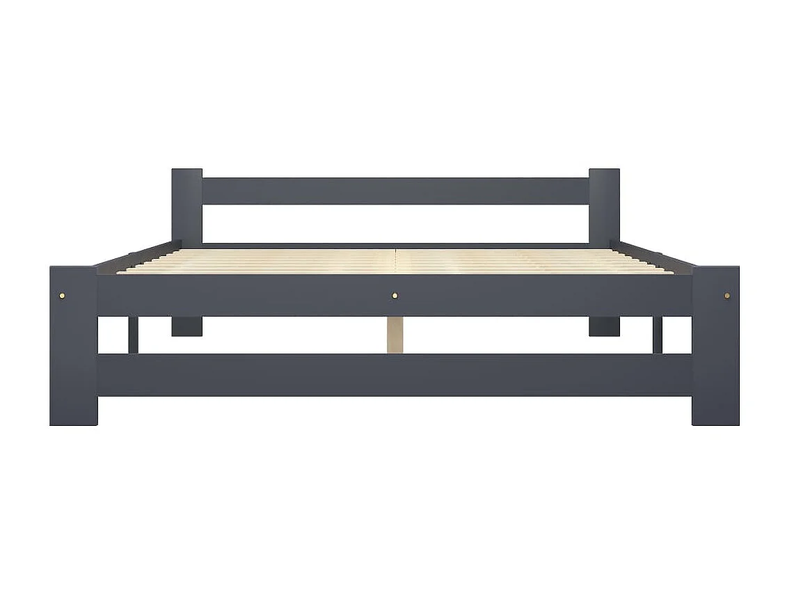 Lit Gris foncé Bois de pin massif 160x200 2