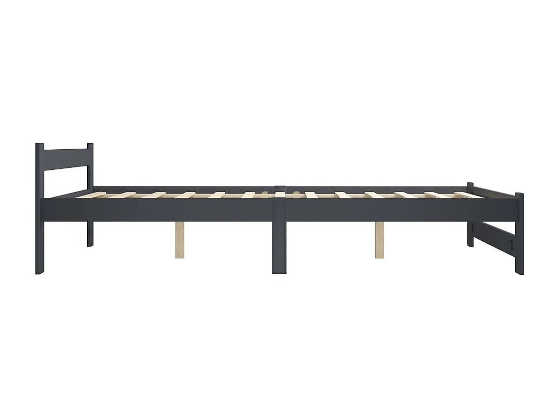 Lit Gris foncé Bois de pin massif 160x200 2