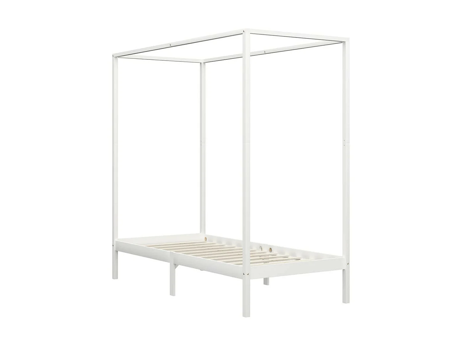 Lit à baldaquin Blanc Bois de pin massif 100x200