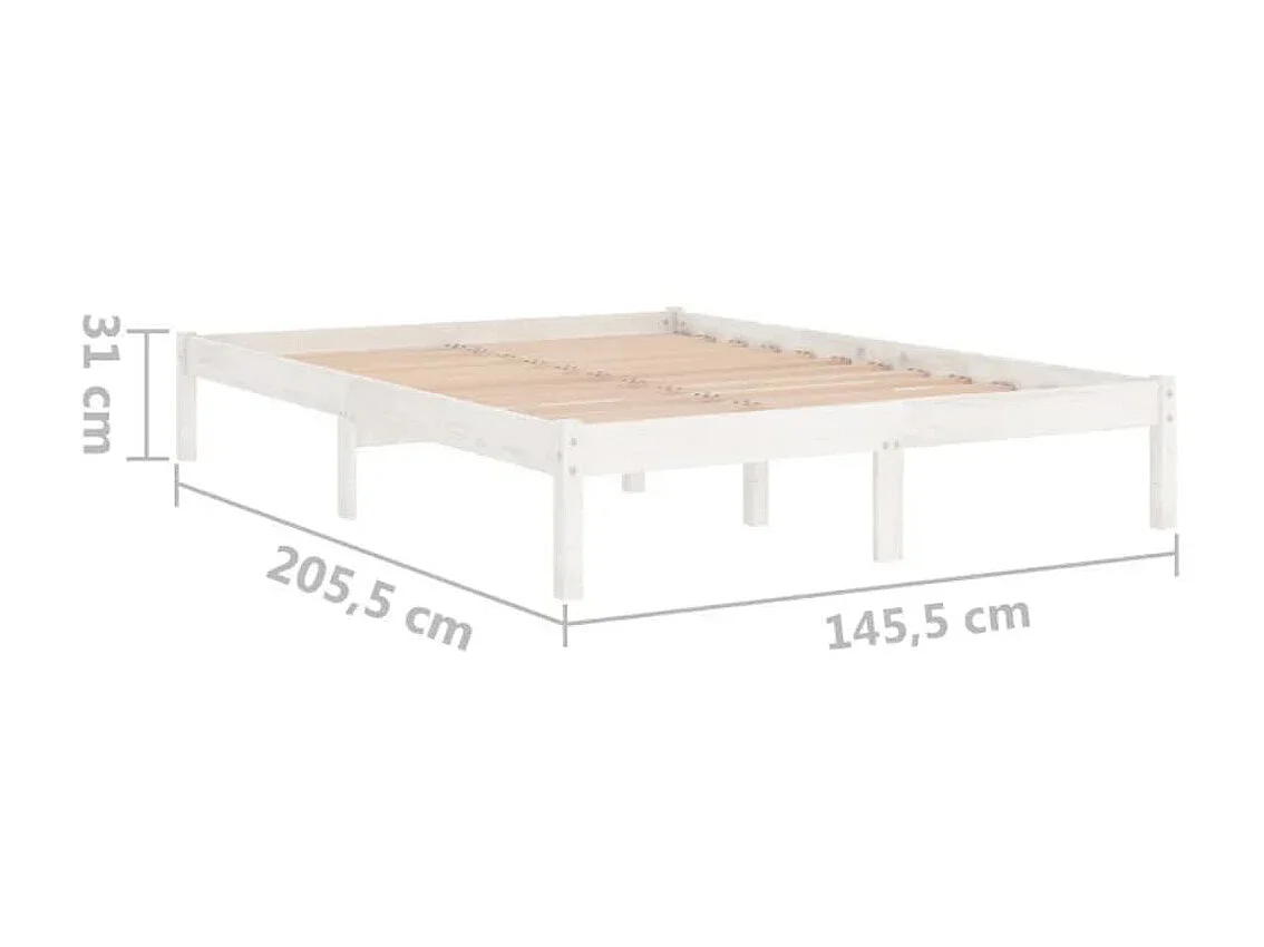 Lit Blanc Bois de pin massif 140x200 5