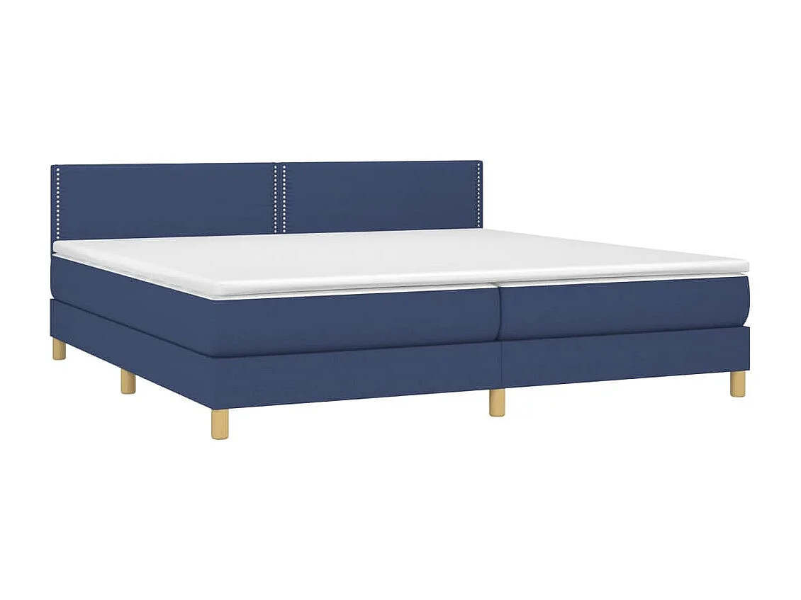 Lit à sommier tapissier et matelas et LED Bleu 200x200 Tissu