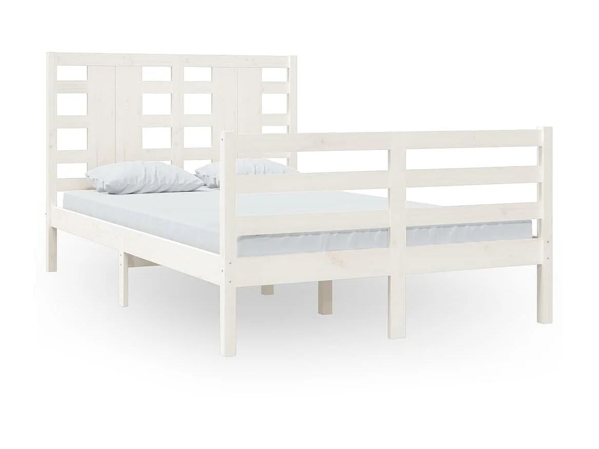 Lit Blanc Bois de pin massif 120x200 6