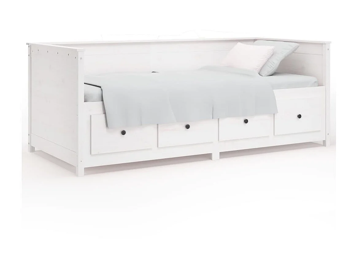 Lit de jour Blanc 100x200 Bois de pin massif