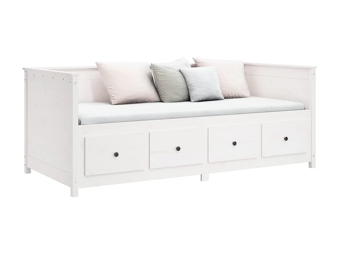 Lit de jour Blanc 100x200 Bois de pin massif