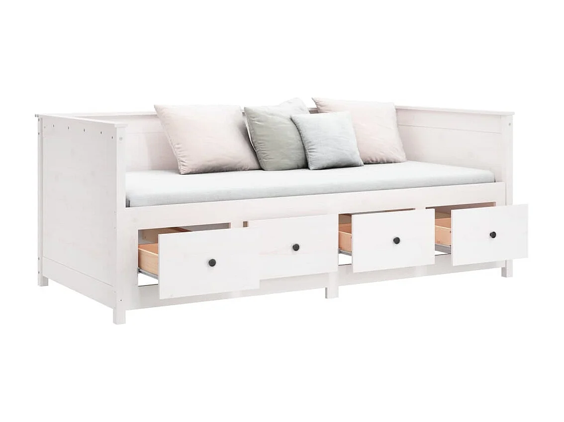 Lit de jour Blanc 100x200 Bois de pin massif