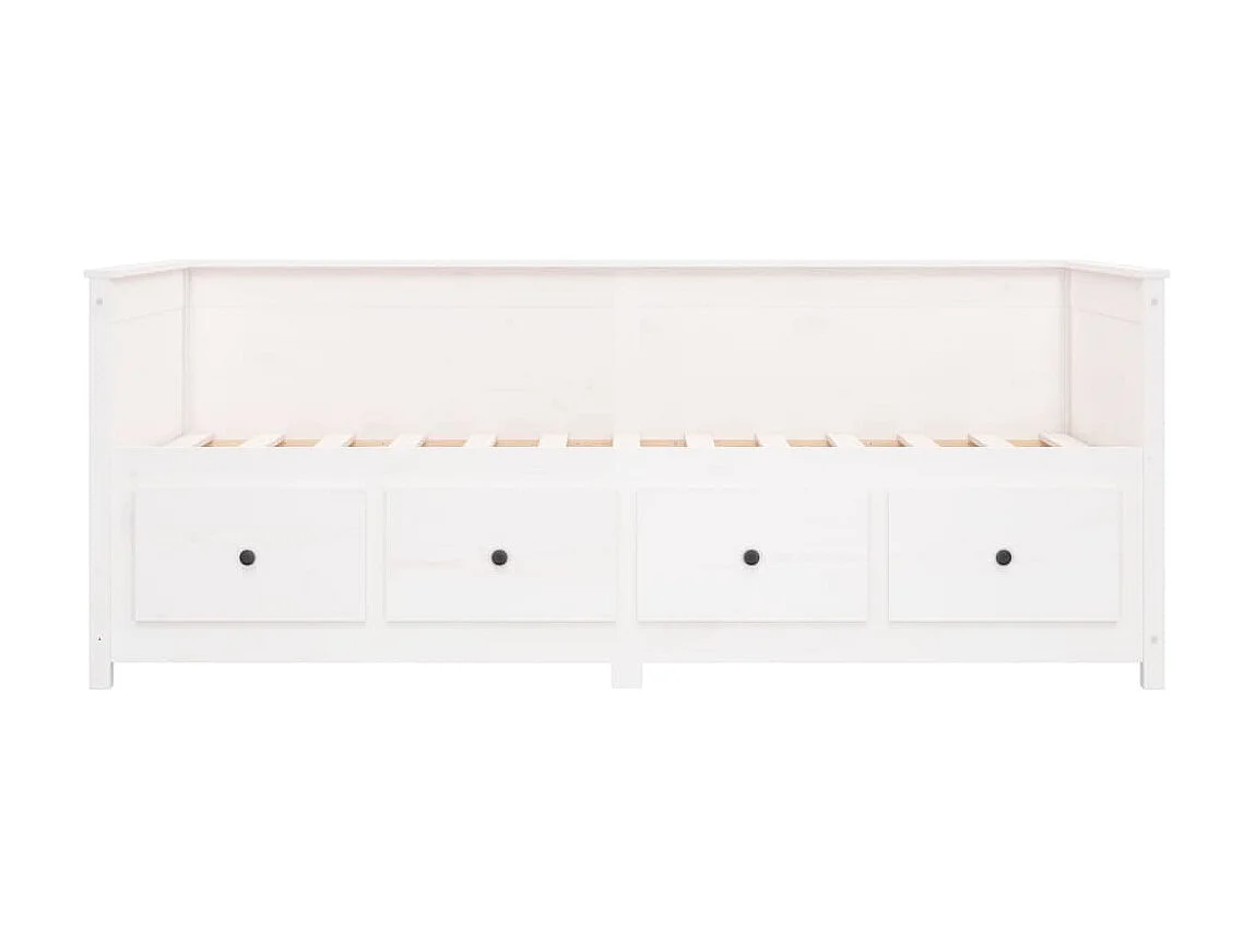 Lit de jour Blanc 100x200 Bois de pin massif