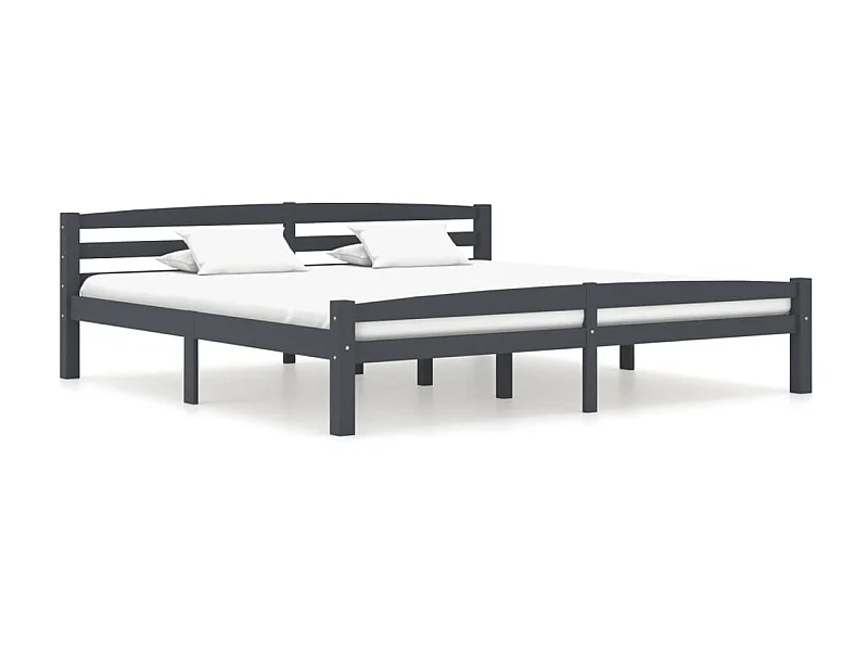 Lit Gris foncé Bois de pin massif 200x200