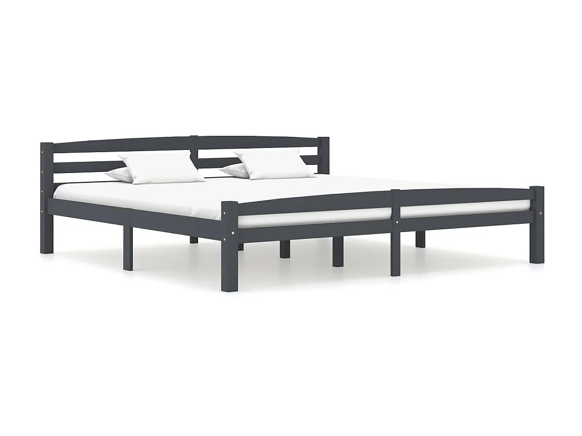 Lit Gris foncé Bois de pin massif 200x200