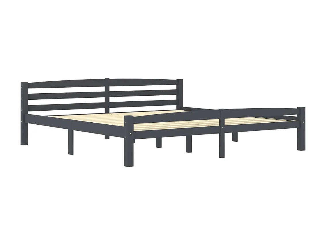 Lit Gris foncé Bois de pin massif 200x200