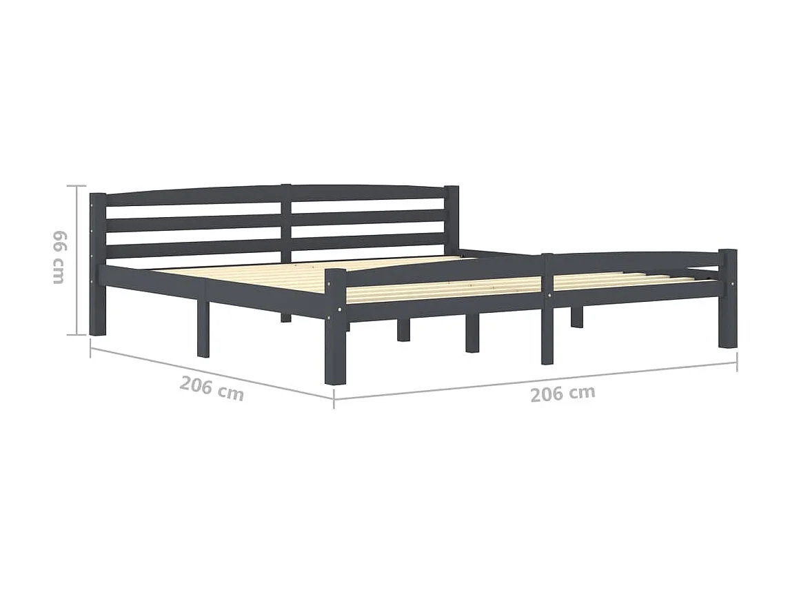 Lit Gris foncé Bois de pin massif 200x200