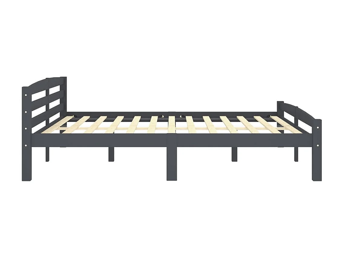 Lit Gris foncé Bois de pin massif 200x200