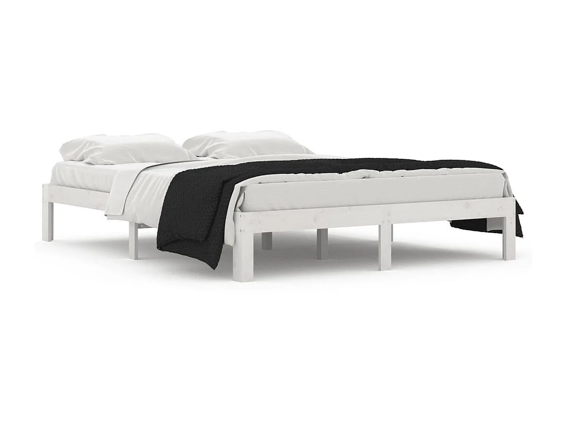 Lit Blanc Bois massif 150x200 Très grand 5