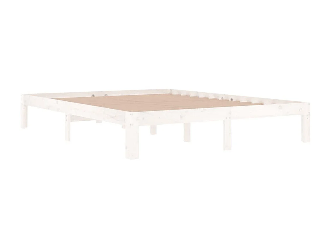 Lit Blanc Bois massif 150x200 Très grand 5