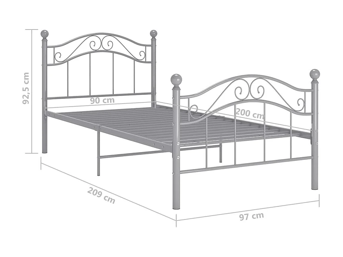 Lit Gris Métal 90x200 5