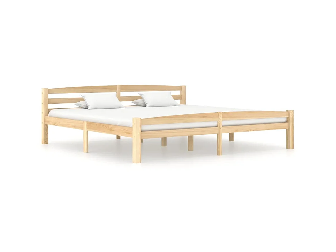 Lit Blanc Bois de pin massif 200x200 3